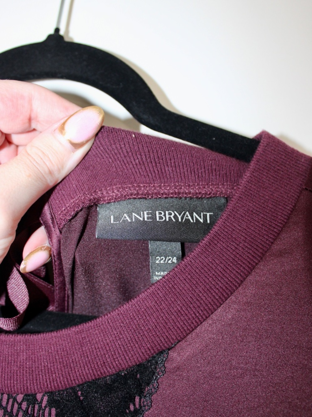 Lane Bryant Plum Lace Inset Tie-Back Top Size 22/24 - Picture 3 of 8